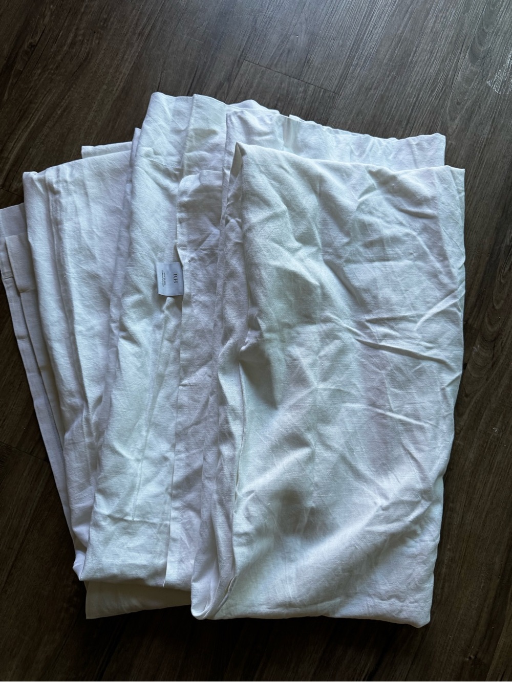 Restoration hardware RH linen blend white curtains 96”